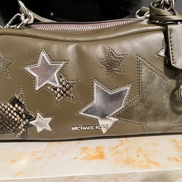 Michael Kors Olive and Silver Star Crossbody Bag - Picture 2 of 9
